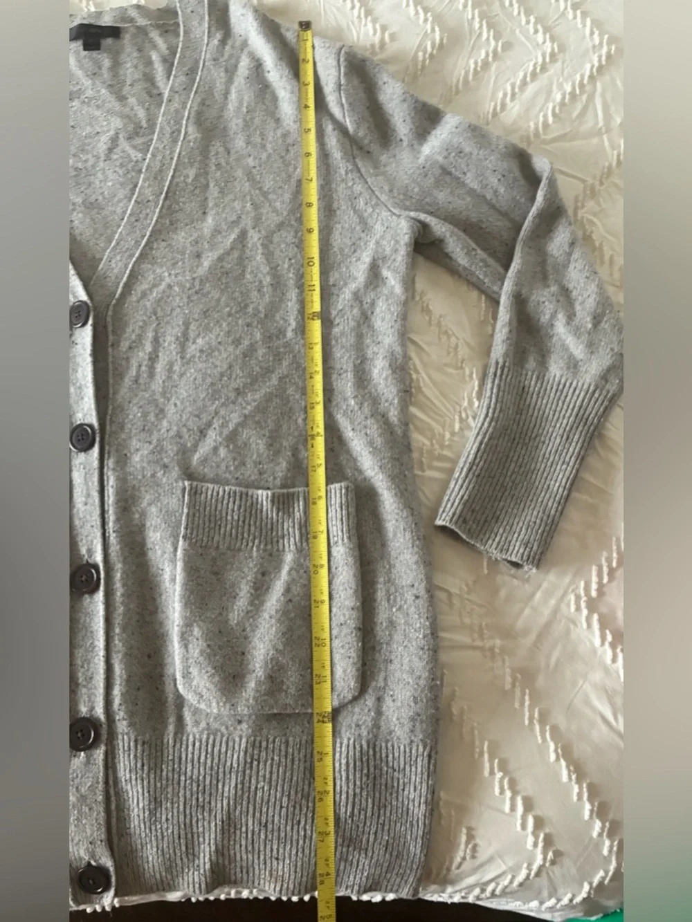 J Crew 100% Wool Grey Button Long Cardigan Size Small. Preppy classic